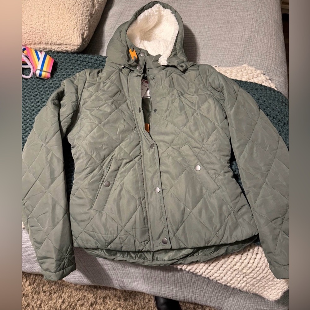 Quilted Green Hooded Jacket